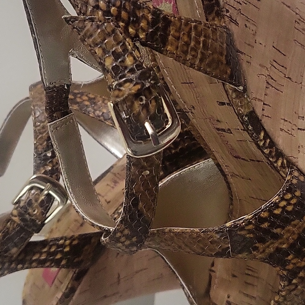 Elaine Turner Python Wedge Sandals - image 7